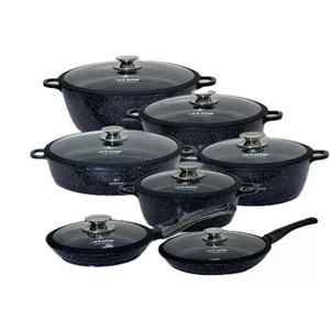 سرویس قابلمه و تابه گرانیتی 24 پارچه لایف اسمایل مدل LIFEP7S-24-BLACK