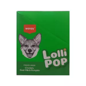 تشویقی سگ ونپی مدل Freeze Dried Lollipop طعم مرغ شیر بز و کدو تنبل وزن 14 گرم بسته 10 عددی