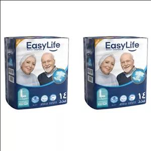 پوشک چسبی بزرگسال ایزی لایف مدل کشسان سایز بزرگ دو بسته 14 عددی