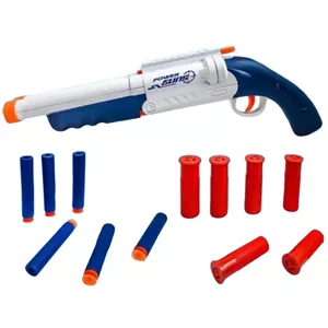 ست تفنگ بازی ناب سل مدل شاتگان دوربین دار پوکه پران تیر ابری کمرشکن کد SUPER GUN SOFT BULLET BT2026C مناسب برای نوجوانان سایز 42*15 سانتی متر