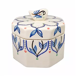 قندان سنتی سرامیکی مدل هشت گوش طرح برگ