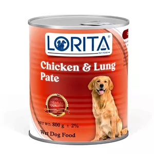 کنسرو غذای سگ لوریتا مدل CHICKEN & LUNG PATE وزن 800 گرم