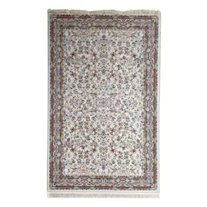 فرش ماشینی 1200 شانه زمینه کرم حاشیه الوان مدل نقش برجسته طرح کیمیا