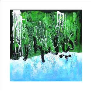 تابلو نقاشی رنگ روغن به سبک انتزاعی طرح شالیزار