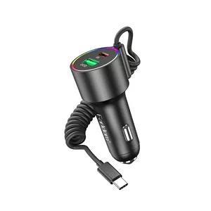 شارژر فندکی 83 وات دو پورت ارلدام مدل CC44 به همراه کابل USB-C