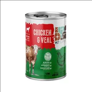 کنسرو غذای سگ دی پی اس مدل نچرال طعم مرغ، گوساله وزن ۴۰۰ گرم