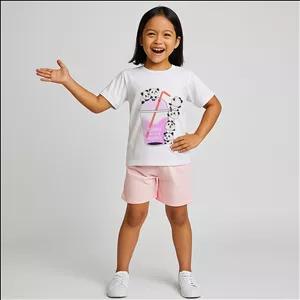 ست تی شرت و شلوارک دخترانه مادر مدل Pindo