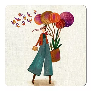 مگنت یخچال طرح بانو و پرندگان کد wmg300