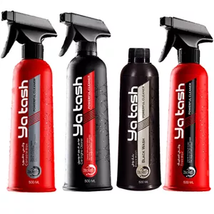 واکس لاستیک و واکس داشبورد و موتور شوی خودرو و براق کننده خودرو یاتاش مدل 01 حجم 500 میلی لیتر مجموعه 4 عددی 