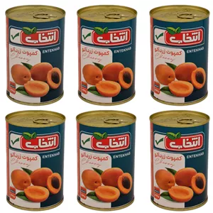 کمپوت زردآلو انتخاب - 400 گرم بسته 6 عددی