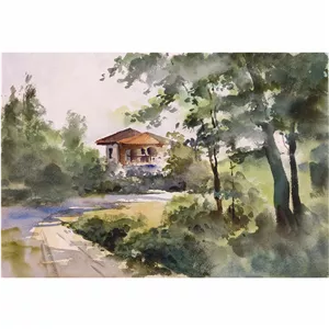 نقاشی آبرنگ به سبک رئالیسم طرح طبیعت کد 1086