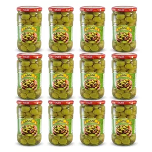 زیتون شور سبز ویژه هسته دار صالحی - 650 گرم مجموعه 12 عددی