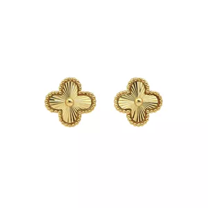 گوشواره میخی طلا 18 عیار زنانه با طرح ونکلیف آرپلز زرلاین مدل شکوفه کد E-500002