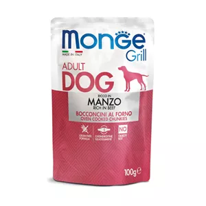 پوچ سگ بالغ مونژه مدل Monge Grill Adult با طعم گاو وزن 100 گرم