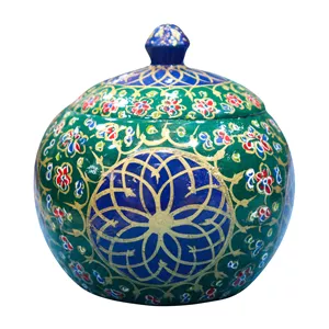 قندان چوبی صنایع دستی فاخر مدل نگارین طرح گل اسلیمی کد EGr-SugarBowl9p8