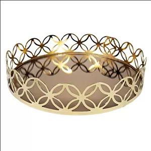 سینی بدون دسته مدل آینه ای طرح ارکیده سایز 24*24 سانتیمتر