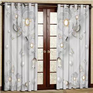  پرده بارمان دکور طرح گل مدل هازان پانچی کد 78-4577 W سایز 140x280 سانتی متر