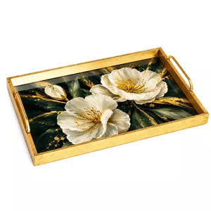 سینی طرح گل مدرن مدل دکوراتیو سایز 40*30 سانتی متر