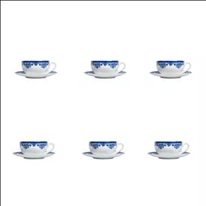 ست فنجان و نعلبکی 12 پارچه 6 نفره چینی زرین ایران مدل کاپوچینو ایتالیا اف 10 فلورانس درجه 3