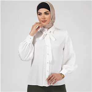 شومیز آستین بلند یقه کراواتی زنانه برنس مدل فرحناز