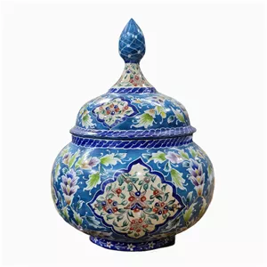 قندان میناکاری مسی میناسرای نیکنامی مدل ختایی فیروزه 