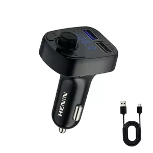 شارژر فندکی هنین 25 وات 2 پورت مدل DriveCharge 1 به همراه کابل تبدیل USB-A به USB-C به طول 1 متر