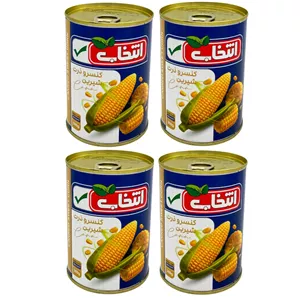 کنسرو ذرت شیرین انتخاب - 380 گرم بسته ۴ عددی