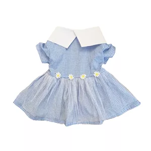 لباس سگ و گربه مدل پیراهن چهارخونه بابونه‌ای سایز M