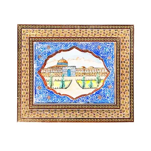 تابلو میناکاری مسی صنایع دستی فاخر مدل سنتی دو گل طرح مسجد شیخ لطف الله کد MQTrad30p24in2418-3f6 