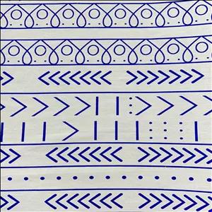 پارچه لباس عرض 1.42 متر مدل لینن طرح هخامنشی رنگ آبی