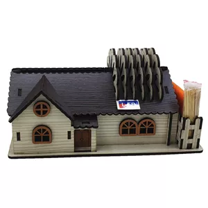  قندان آبنوس طرح کلبه کد MHP341 به همراه زیر لیوانی