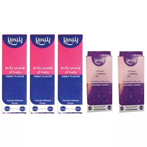 چسب زخم  پنبه ریز مدل fabric مجموعه 3 عددی به همراه چسب زخم پنبه ریز مدل 5different مجموعه 2 عددی