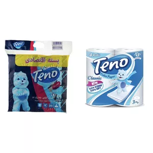 دستمال توالت و دستمال کاغذی 250 برگ تنو مدل soft 77 مجموعه 11 عددی