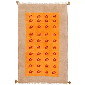 گبه دستباف 0.89 متری سی پرشیا مدل 122655 زمینه نارنجی