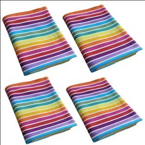 دستمال نظافت خانه و آشپزخانه ویسکوز نساجی دُر هنر یزد مدل rainbow کد 5050 بسته 4 عددی