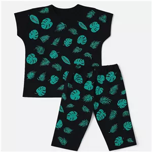 ست تی‌شرت آستین کوتاه و شلوارک راحتی زنانه مدل هاوایی