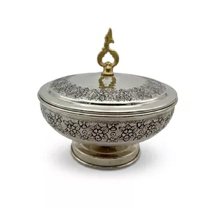  شکلات خوری قلم زنی شکلات‌خوری قلمزنی مسی طرح گل ریز ایرانی 