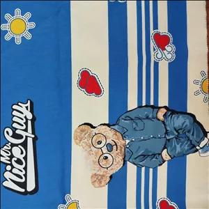 پارچه ملحفه عرض 1.5 متر مدل خرس خوب رنگ آبی