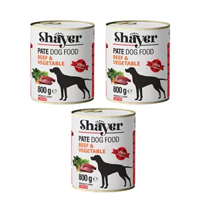کنسرو غذای سگ شایر مدل گوشت و سبزی جات وزن 800 گرم بسته 3 عددی