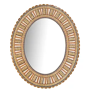 آینه خاتم کاری چوبی صنایع دستی فاخر مدل الیپس طرح ممتاز کد 58p48in4030-3f5 