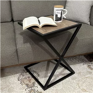 میز عسلی مربع با پایه فلز و صفحه ام دی اف مدل X40
