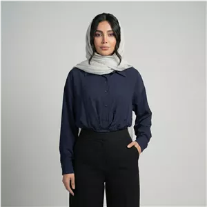 کراپ بلوز آستین بلند یقه برگردان زنانه تولیکا مدل 33133