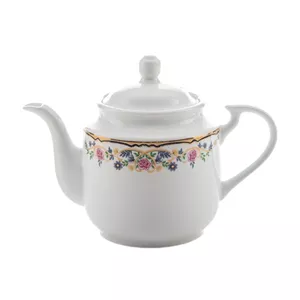 قوری چینی زرین ایران مدل چای استوانه متوسط 5 گلستان درجه 3 گنجایش 450 میلی‌لیتر