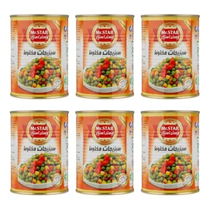 کنسرو سبزیجات مخلوط مستر استار - 385 گرم بسته 6 عددی