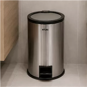 سطل زباله پدالی اطلس مدل هانیس طرح استیل گنجایش 5 لیتر