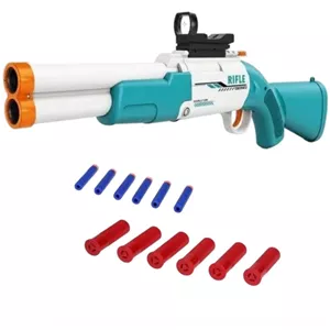  ست تفنگ بازی ناب سل مدل شاتگان دوربین دار پوکه پران تیر ابری کمرشکن کد SUPER GUN SOFT BULLET BT6022 مناسب برای نوجوانان سایز 65*22 سانتی متر