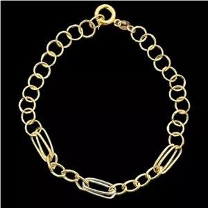 دستبند زنجیری طلا کم اجرت 18 عیار زنانه طلا و شمش برلیان مدل ۱۲