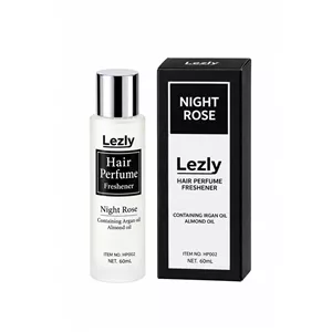 عطر مو لزلی مدل Night Rose حجم 60 میلی لیتر، با رایحه شیرین و ملایم، حاوی روغن آرگان و روغن بادام