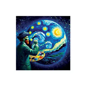 زیر لیوانی مدل رومادون طرح ونگوگ VanGogh و نقاشی شب پر ستاره کد 01