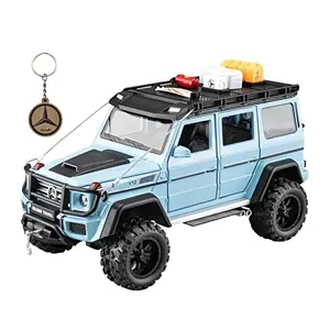 ماکت ماشین آفرود ناب سل مدل MERCEDES BENZ BRABOS G550 فلزی، چراغ‌دار و موزیکال، مقیاس 1/24، با درها، کاپوت و صندوق عقب بازشو، همراه با لوازم آفرود و جاسوییچی